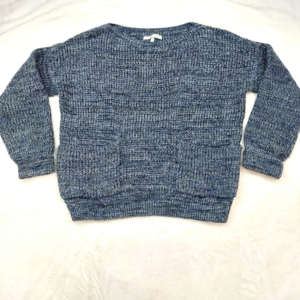 VICTORIA’S SECRET WOMEN'S BLUE KNIT CUFF SLEEVE CREW NECK SWEATER SIZE LARGE